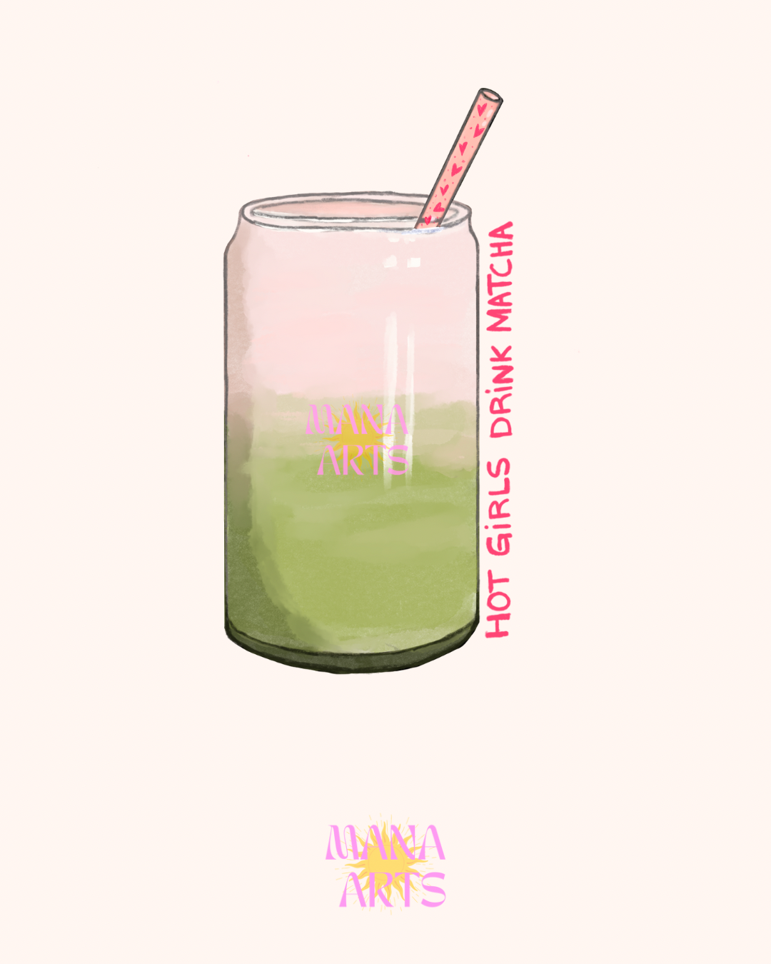 Hot girls drink matcha waterproof vinyl sticker