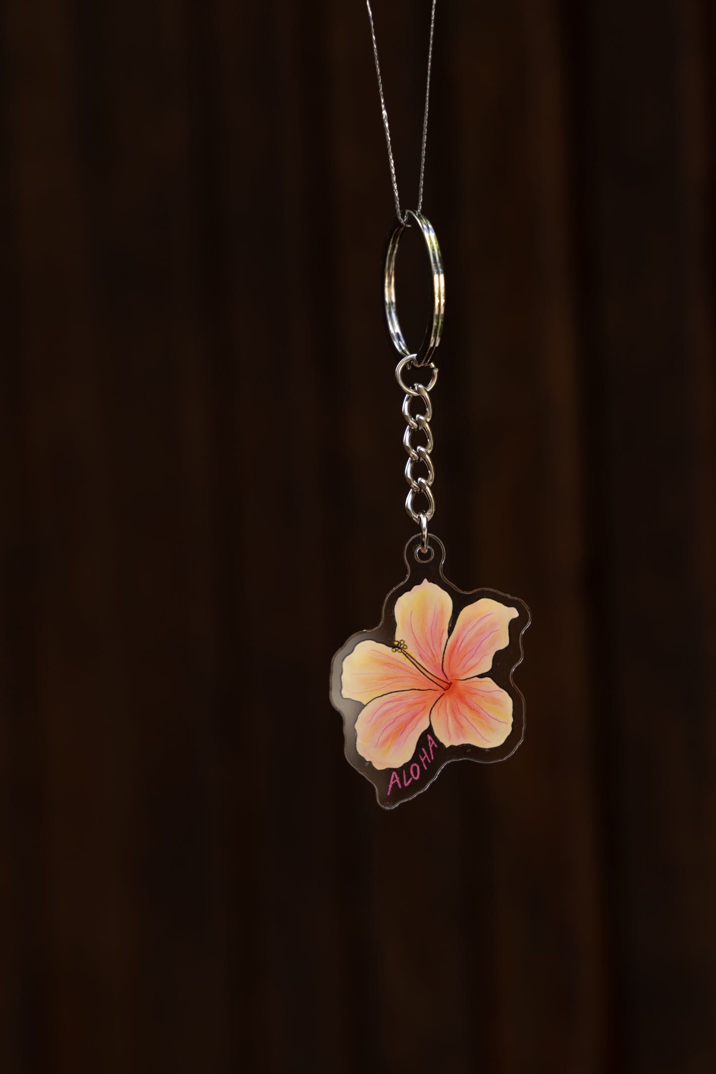 Aloha hibiscus acrylic keyring