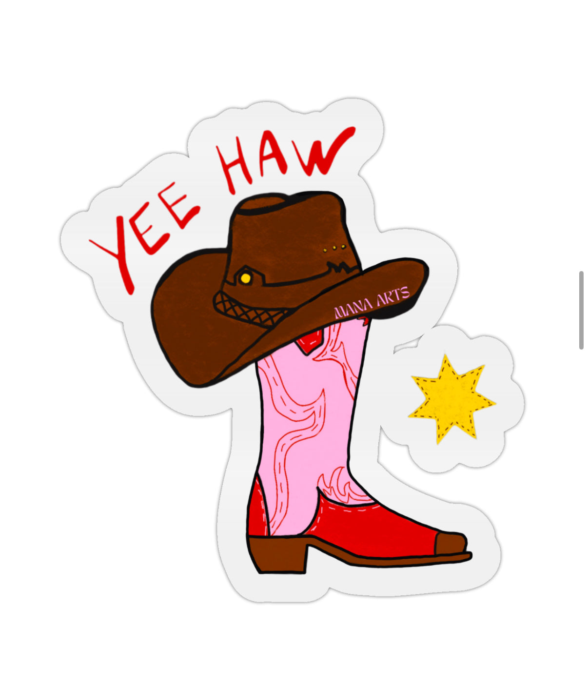 Yee haw cowboy boots waterproof vinyl sticker