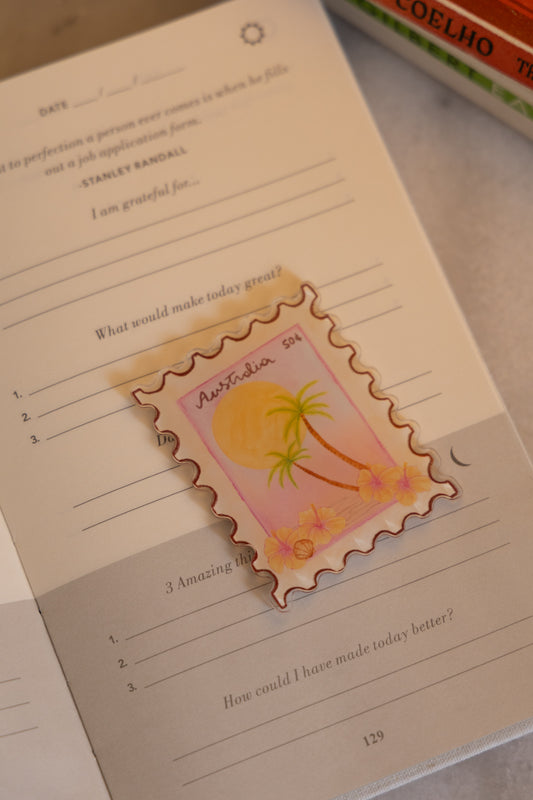 Acrylic postcard stamp art magnet