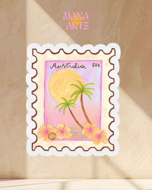 Postcard stamp waterproof vinyl sticker