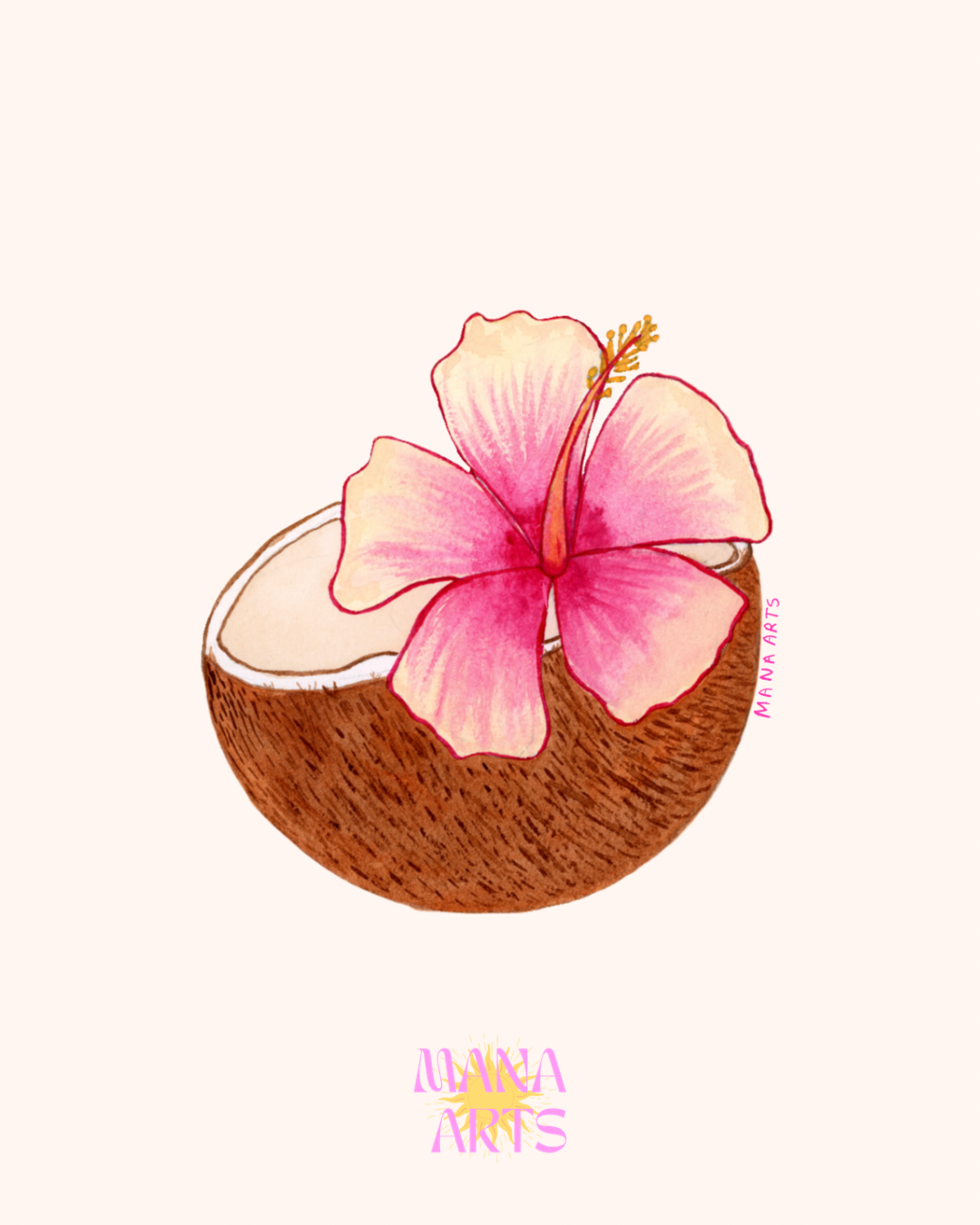 Coco loco coconut & hibiscus waterproof vinyl sticker