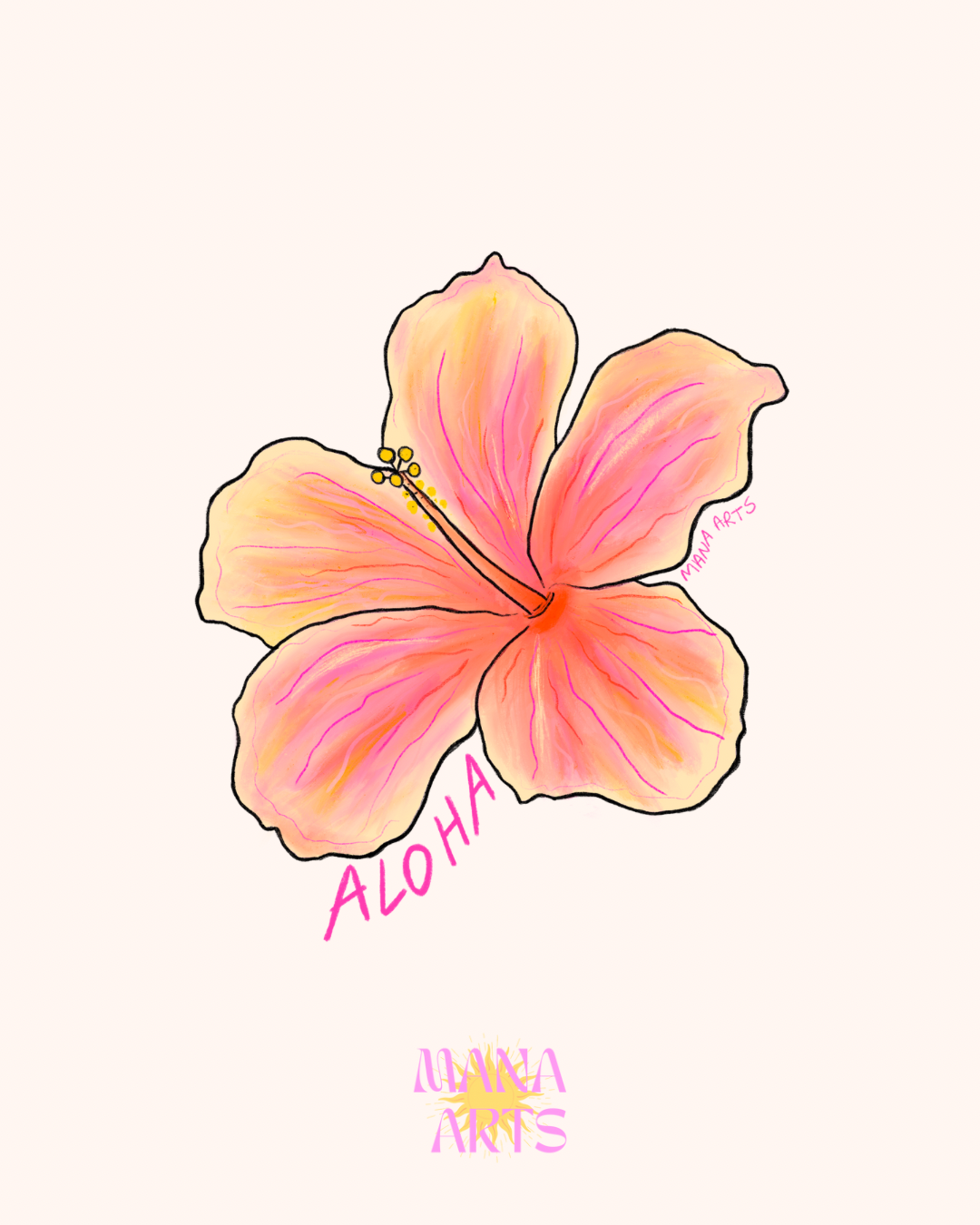 Aloha hibiscus waterproof vinyl sticker