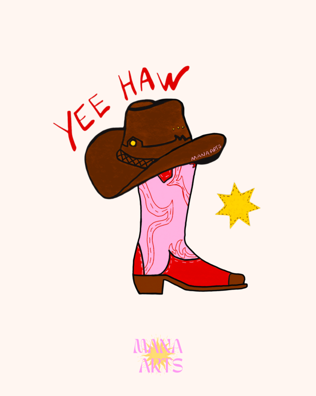 Yee haw cowboy boots waterproof vinyl sticker
