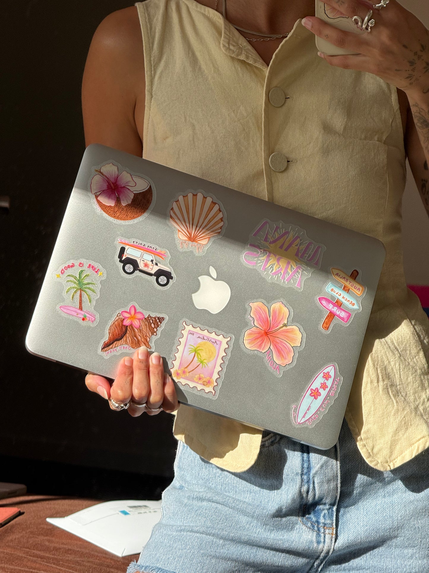 Aloha hibiscus waterproof vinyl sticker