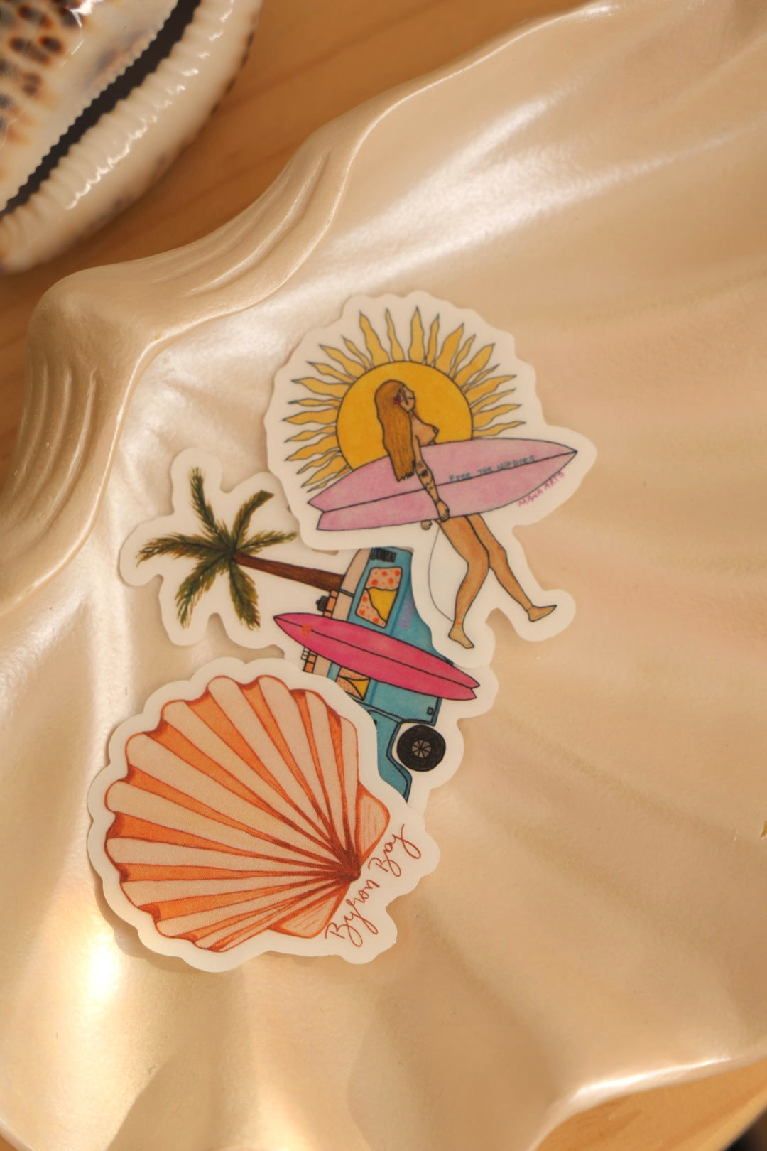 Scallop shell Byron Bay  waterproof vinyl sticker