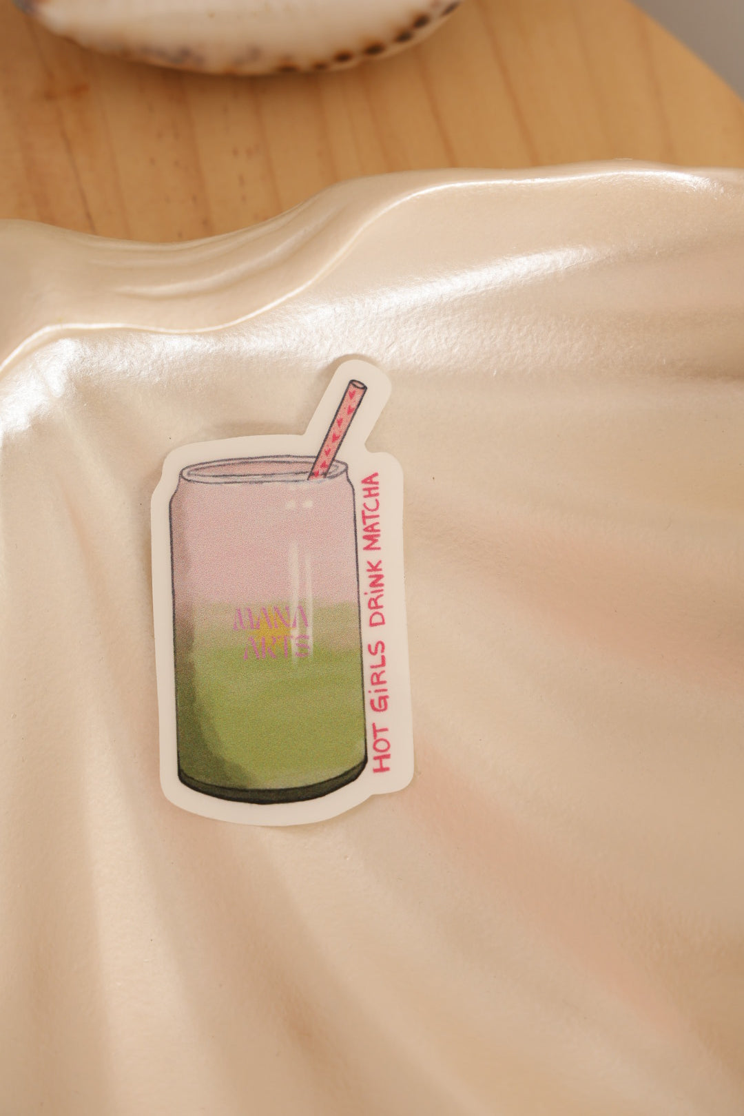 Hot girls drink matcha waterproof vinyl sticker