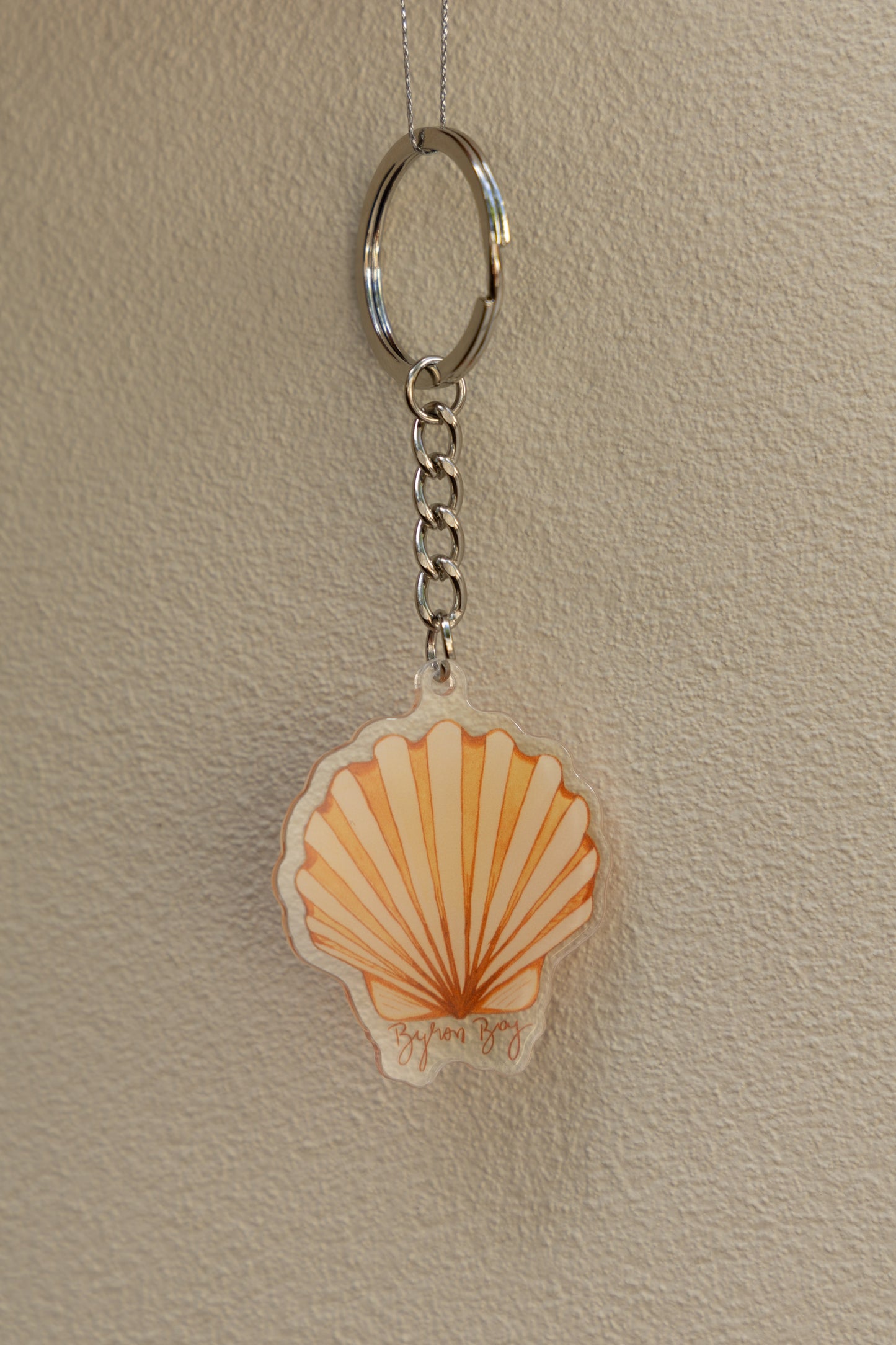 Byron Bay shell acrylic keyring