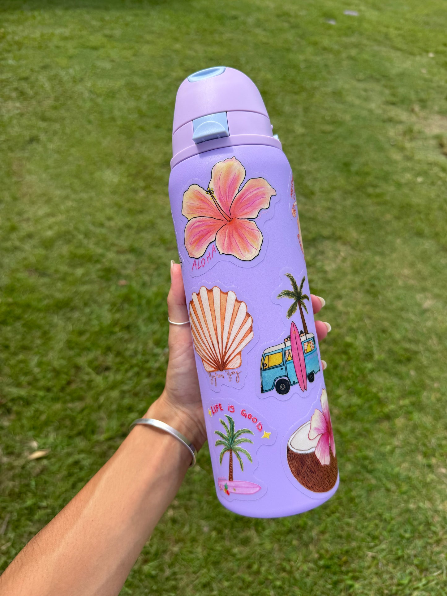 Aloha hibiscus waterproof vinyl sticker