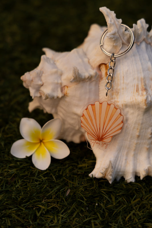 Byron Bay shell acrylic keyring