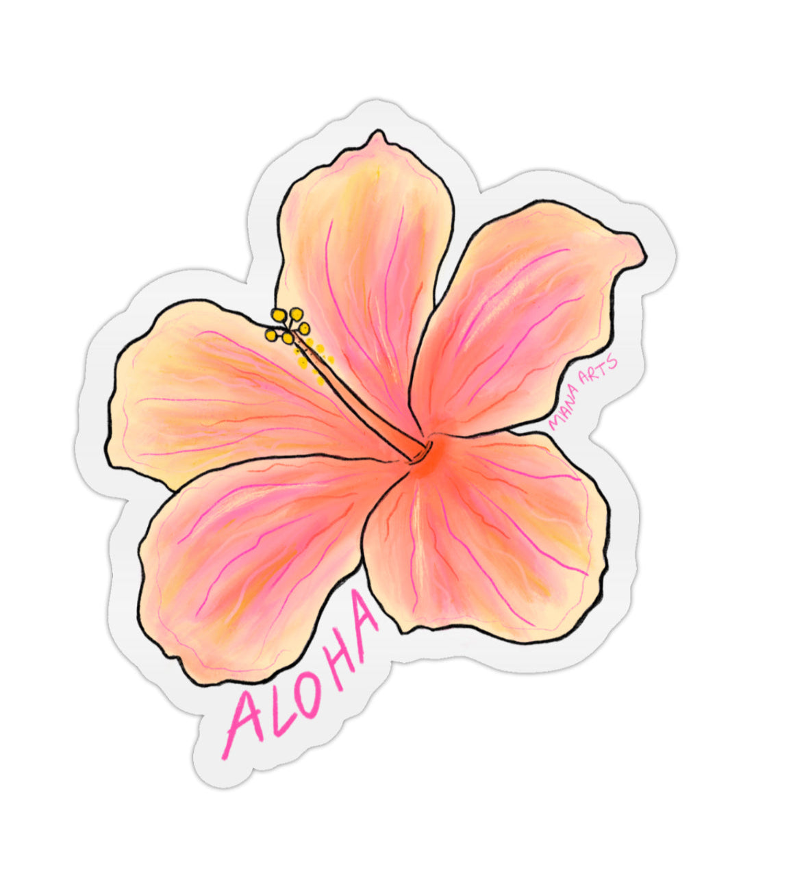 Aloha hibiscus waterproof vinyl sticker