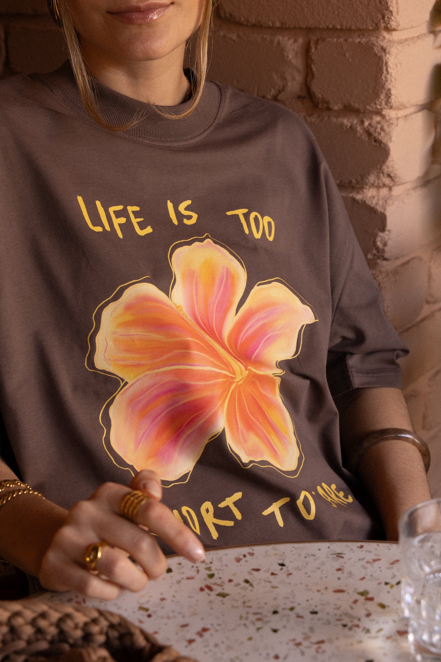 LIFE IS TOO SHORT TO CARE OVERSIZED TEE