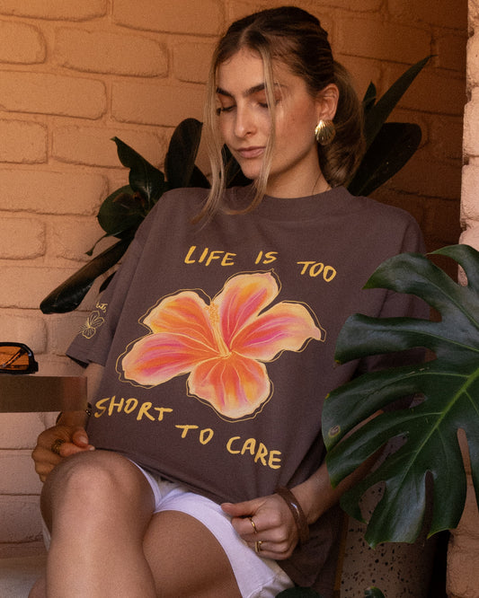 LIFE IS TOO SHORT TO CARE OVERSIZED TEE
