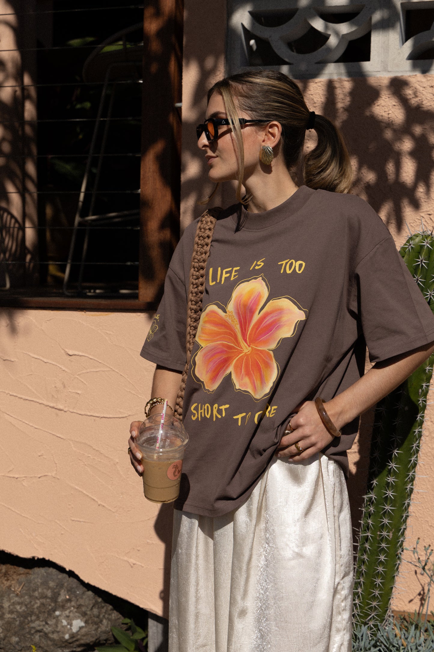 LIFE IS TOO SHORT TO CARE OVERSIZED TEE