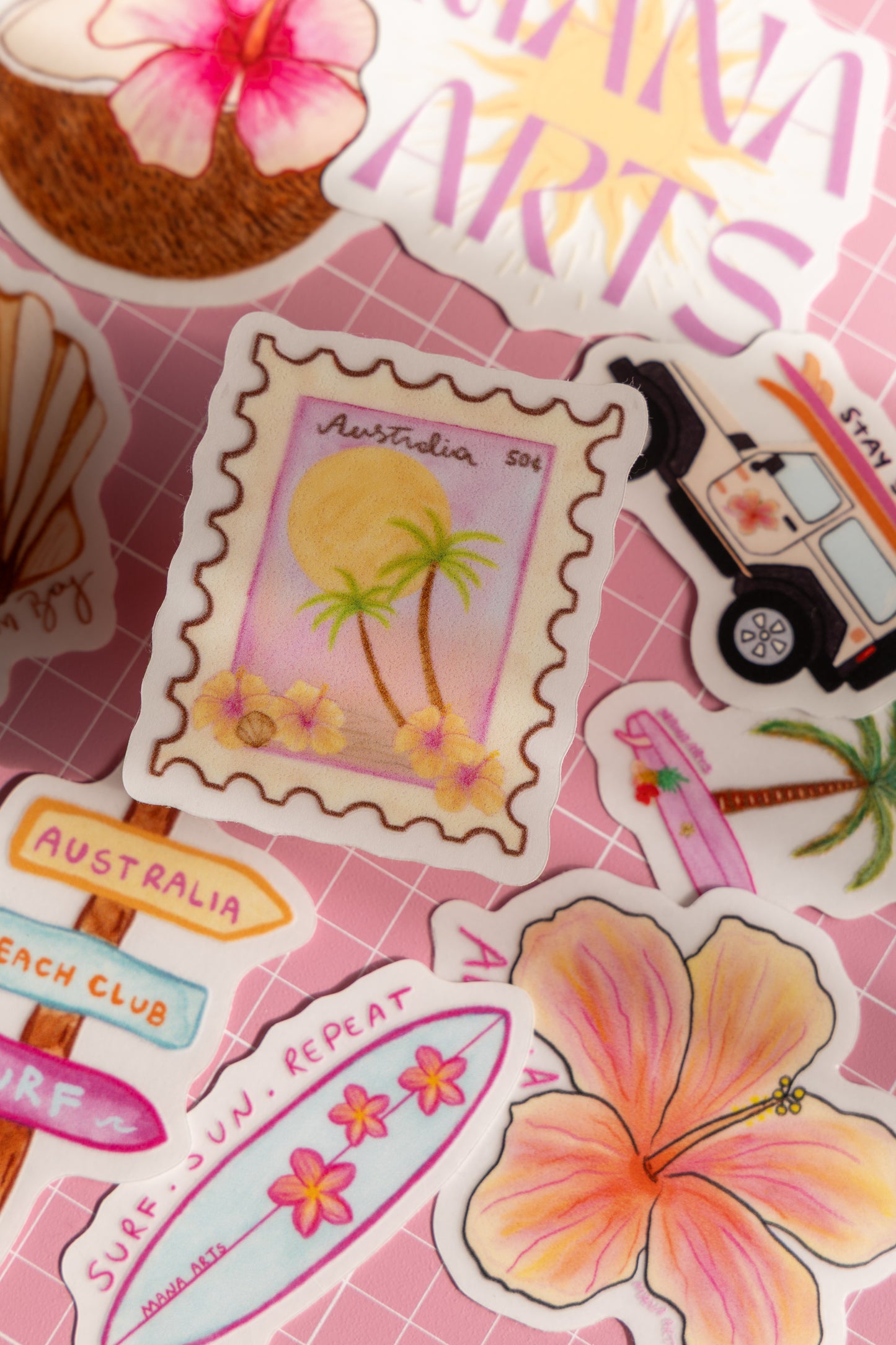 Aloha hibiscus waterproof vinyl sticker