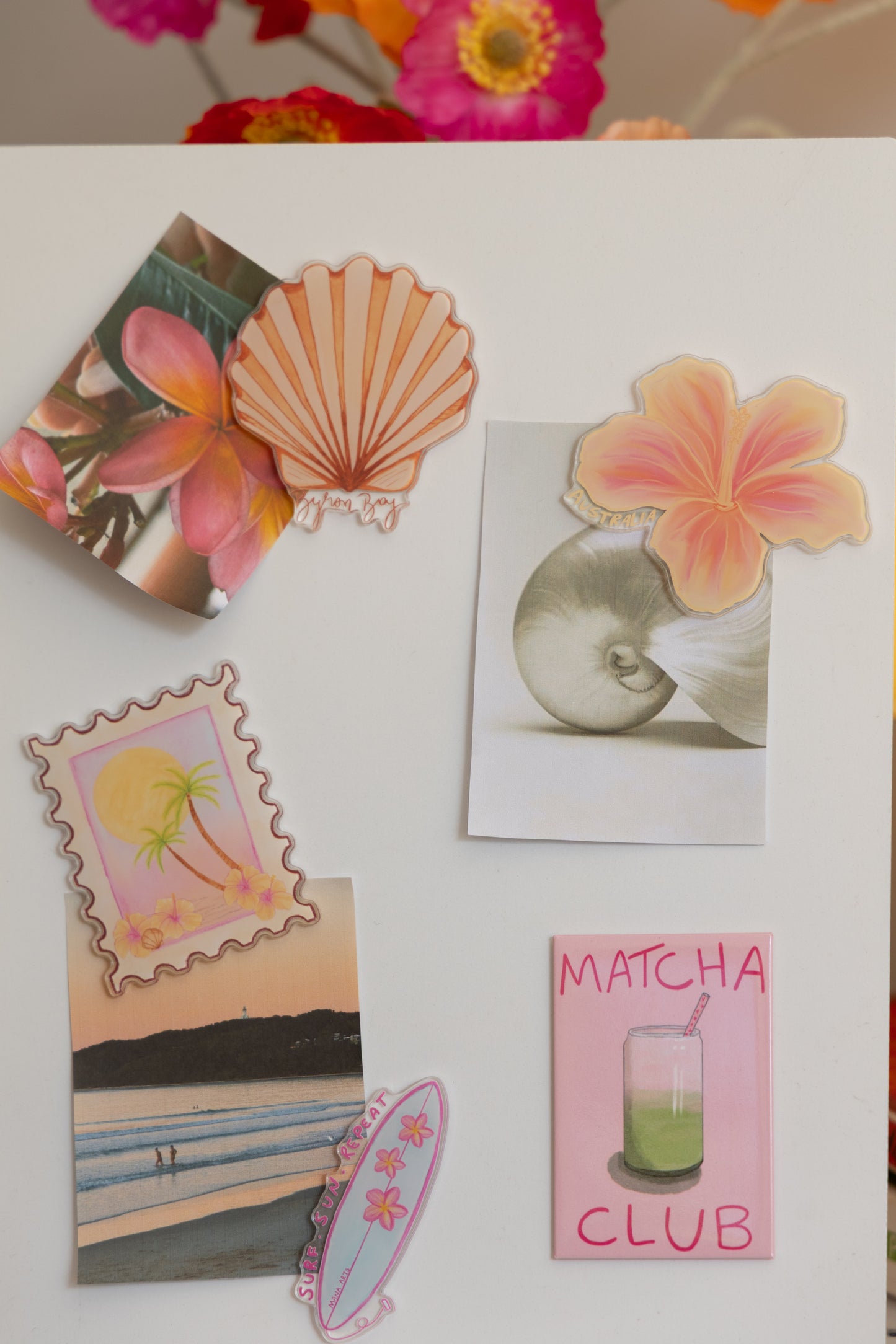 Acrylic postcard stamp art magnet