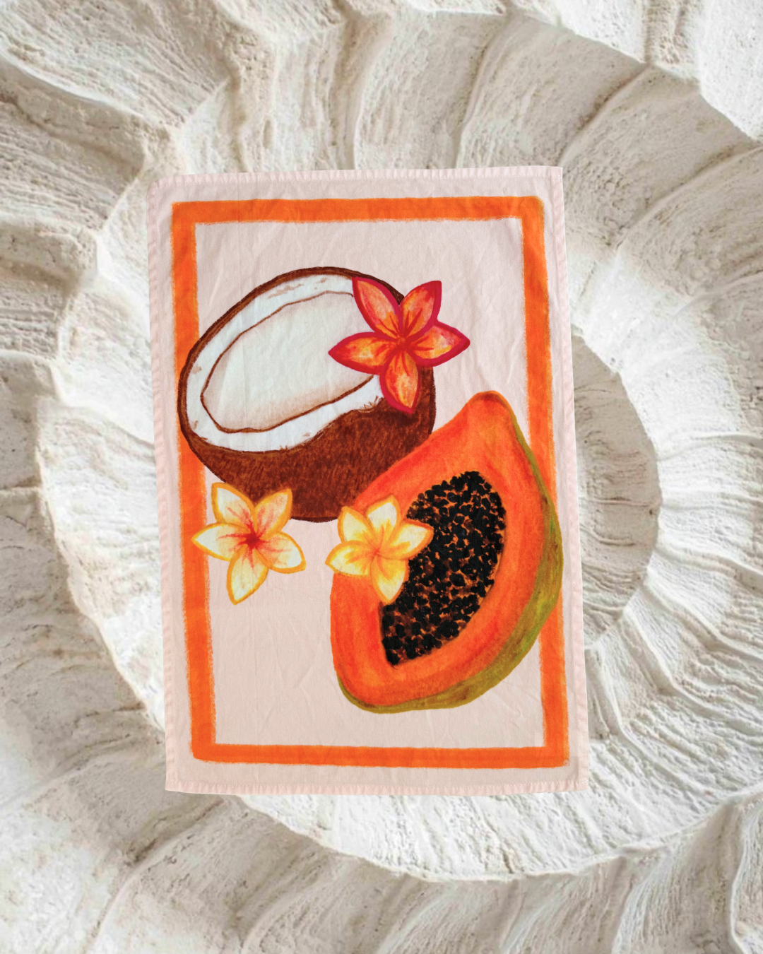 Coconut & papaya tea towel